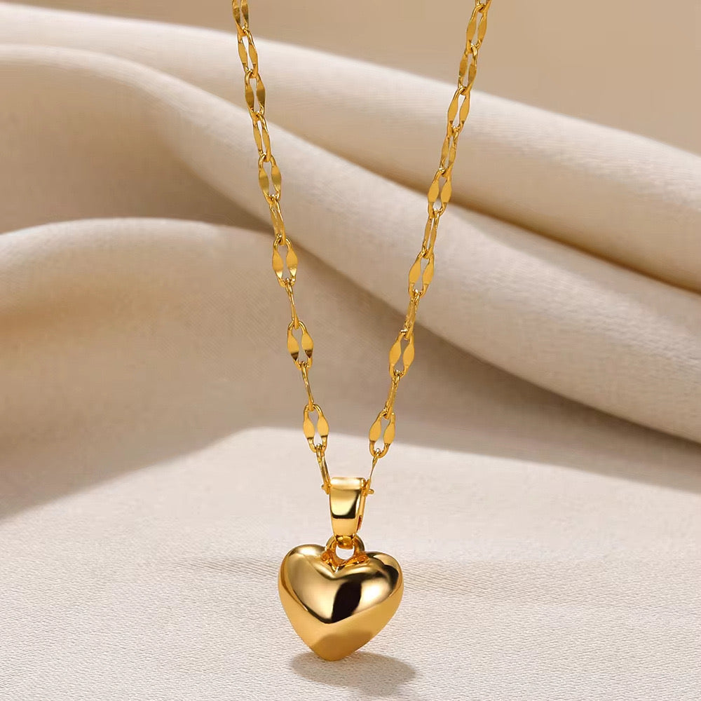 Cadena dije corazon dorado diseño de cadena diamantes
