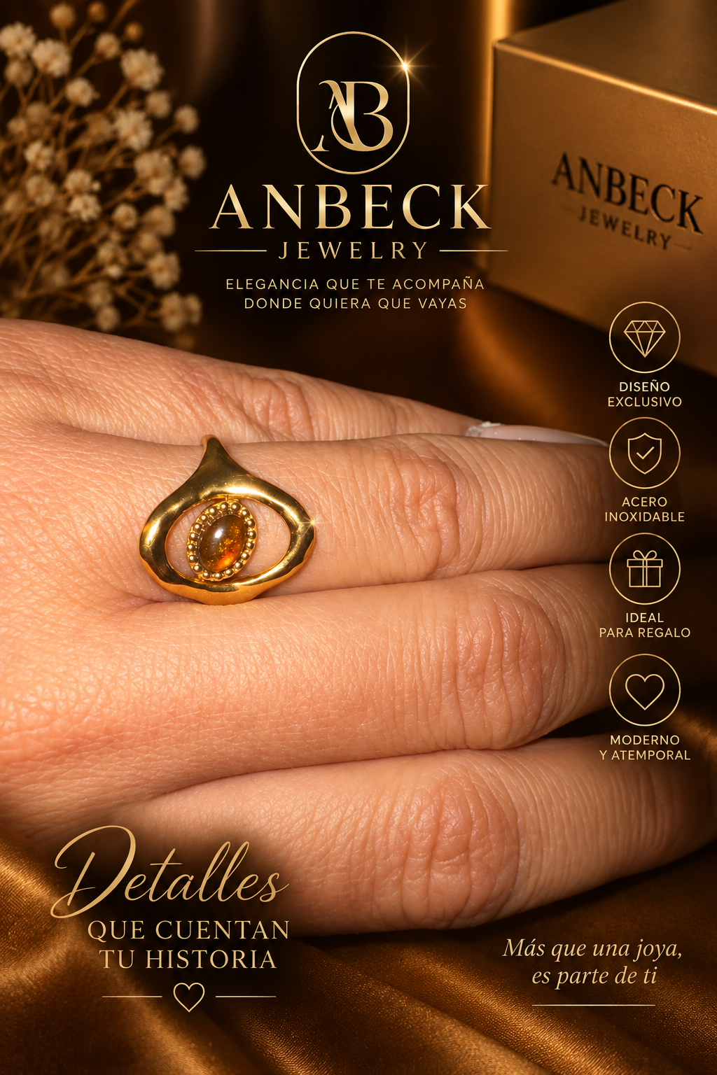 Anillo Ámbar Dorado – Luz & Energía
