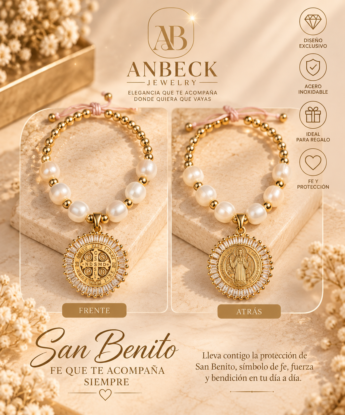 Pulsera San Benito con Perlas
