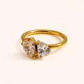 Anillo gota de agua de 4 diamantes