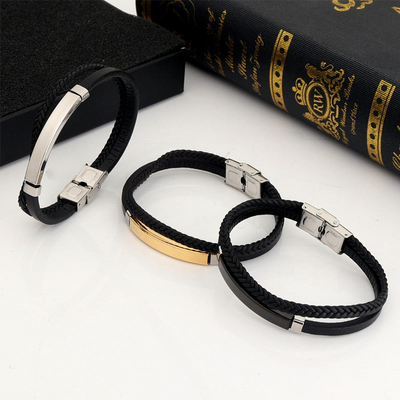 Silicone and stainless steel gold bracelet