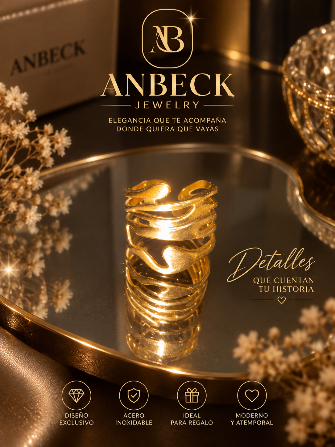 Anillo Ondas Doradas – Elegancia & Movimiento