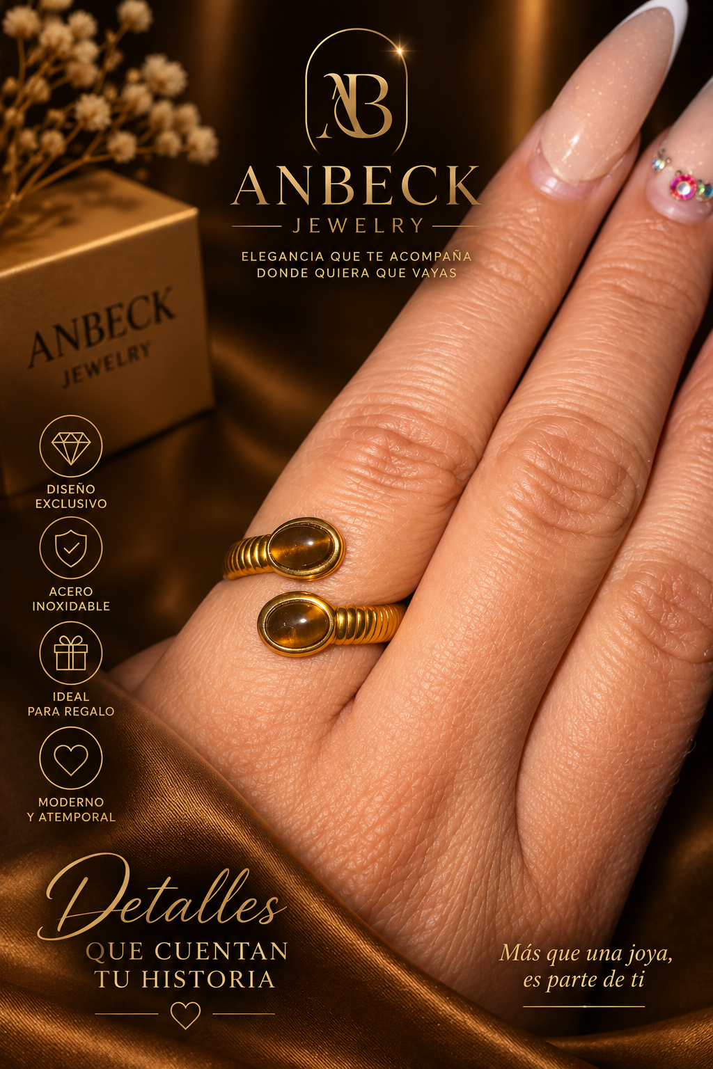 Anillo Doble Ámbar – Equilibrio & Elegancia