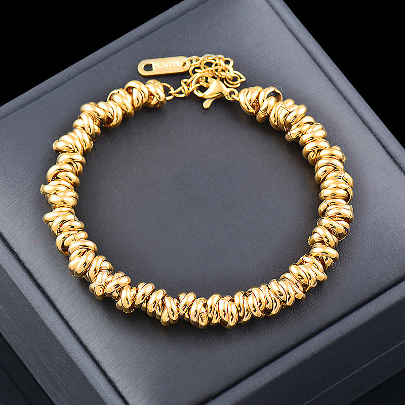 18k gold-plated thick woven bracelet