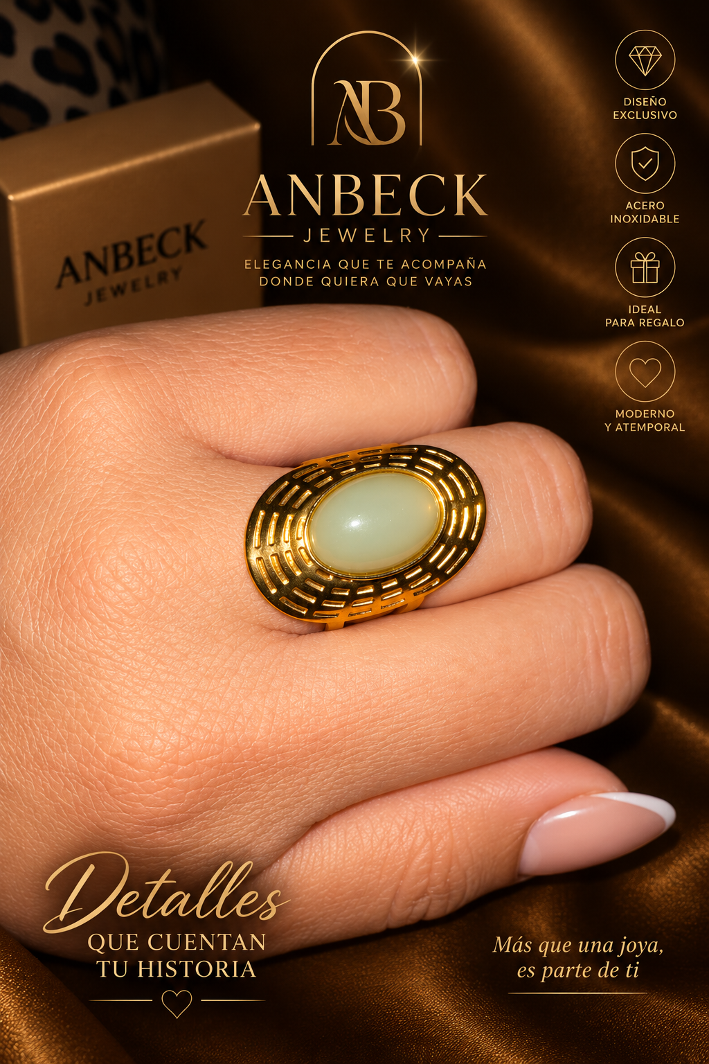 Anillo Óvalo Verde – Elegancia Atemporal