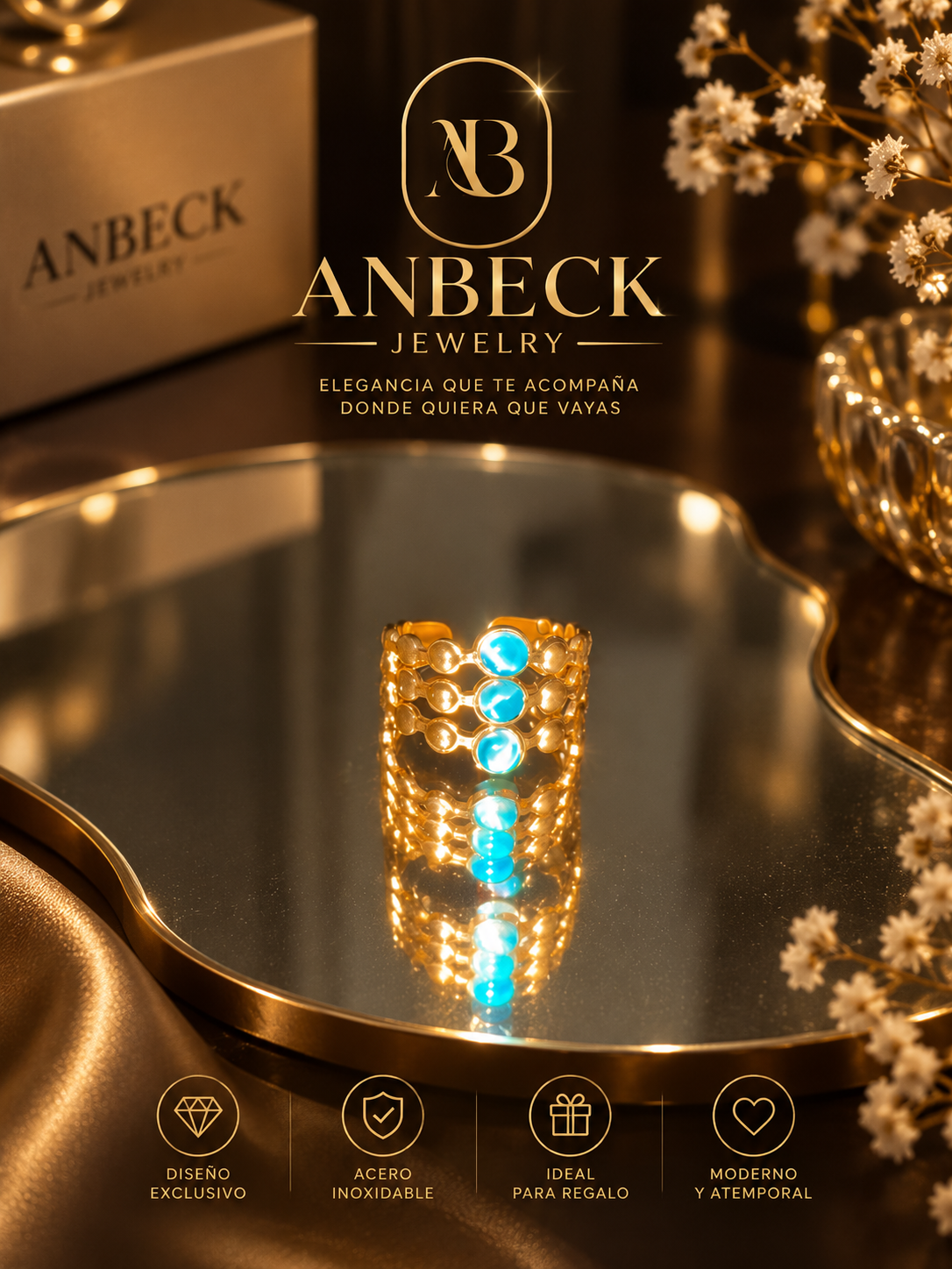 Anillo Turquesa Dorado – Equilibrio & Elegancia