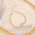 Pulsera fashion corazon shape piedra blanca